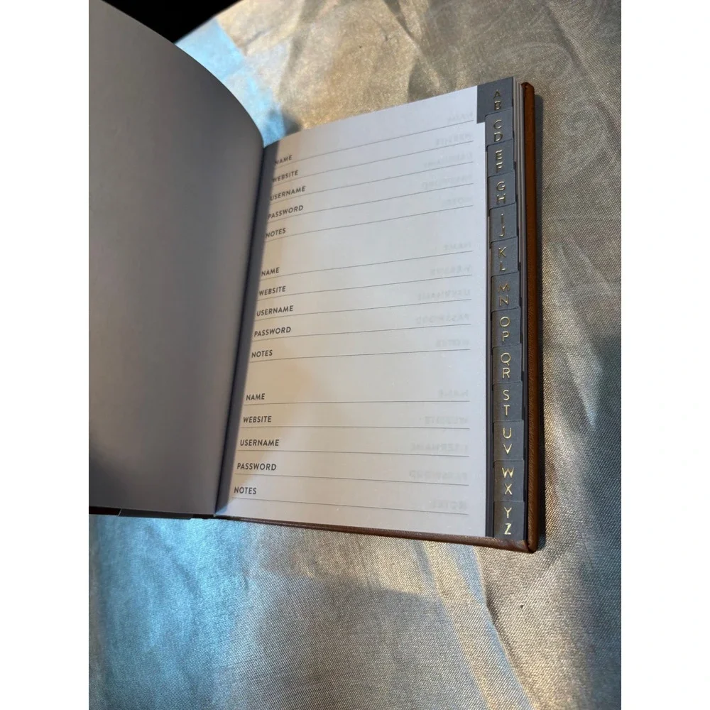 Internet Password Logbook Cognac Brown Faux Leather Alphabetical Organizer ST967